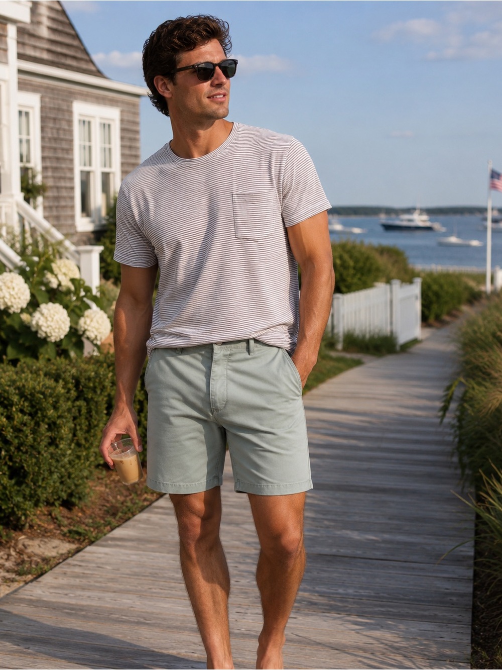 ALEX CRANE Men's Casual Stretch Chino Shorts - Sage Green 32